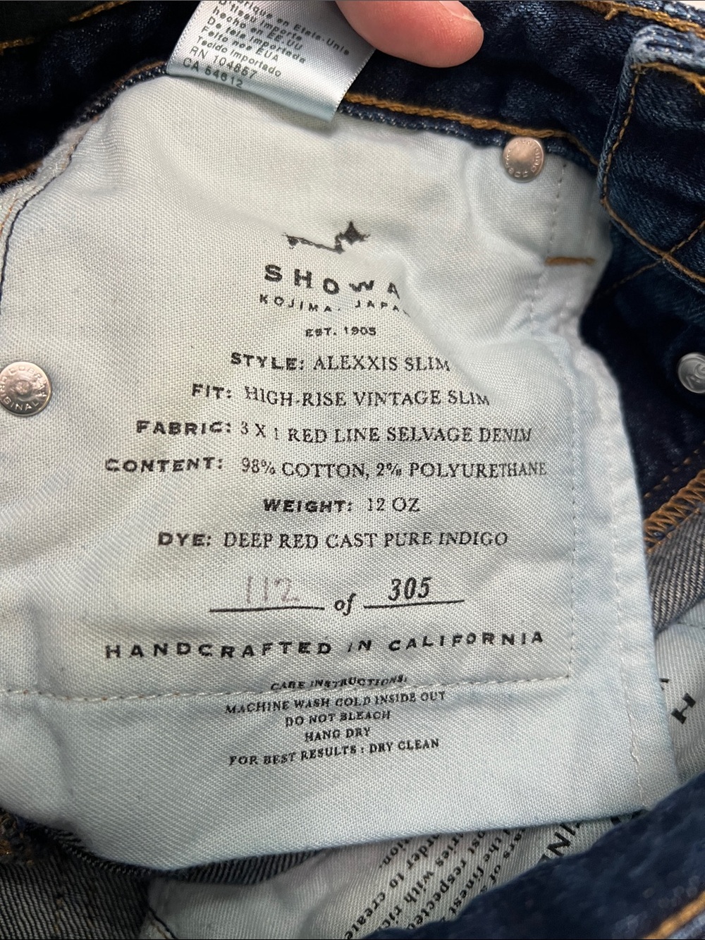 AG Alexxis Slim High Rise Selvage Jeans Women's 25R - SHOWA Japan Denim Limited - Picture 10 of 16